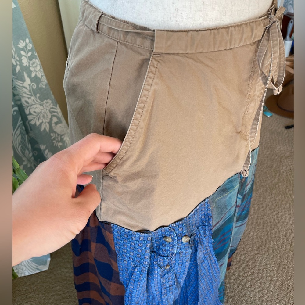 Upcycled Boho Peasant Flannel Patchwork Maxi Skirt - image 3